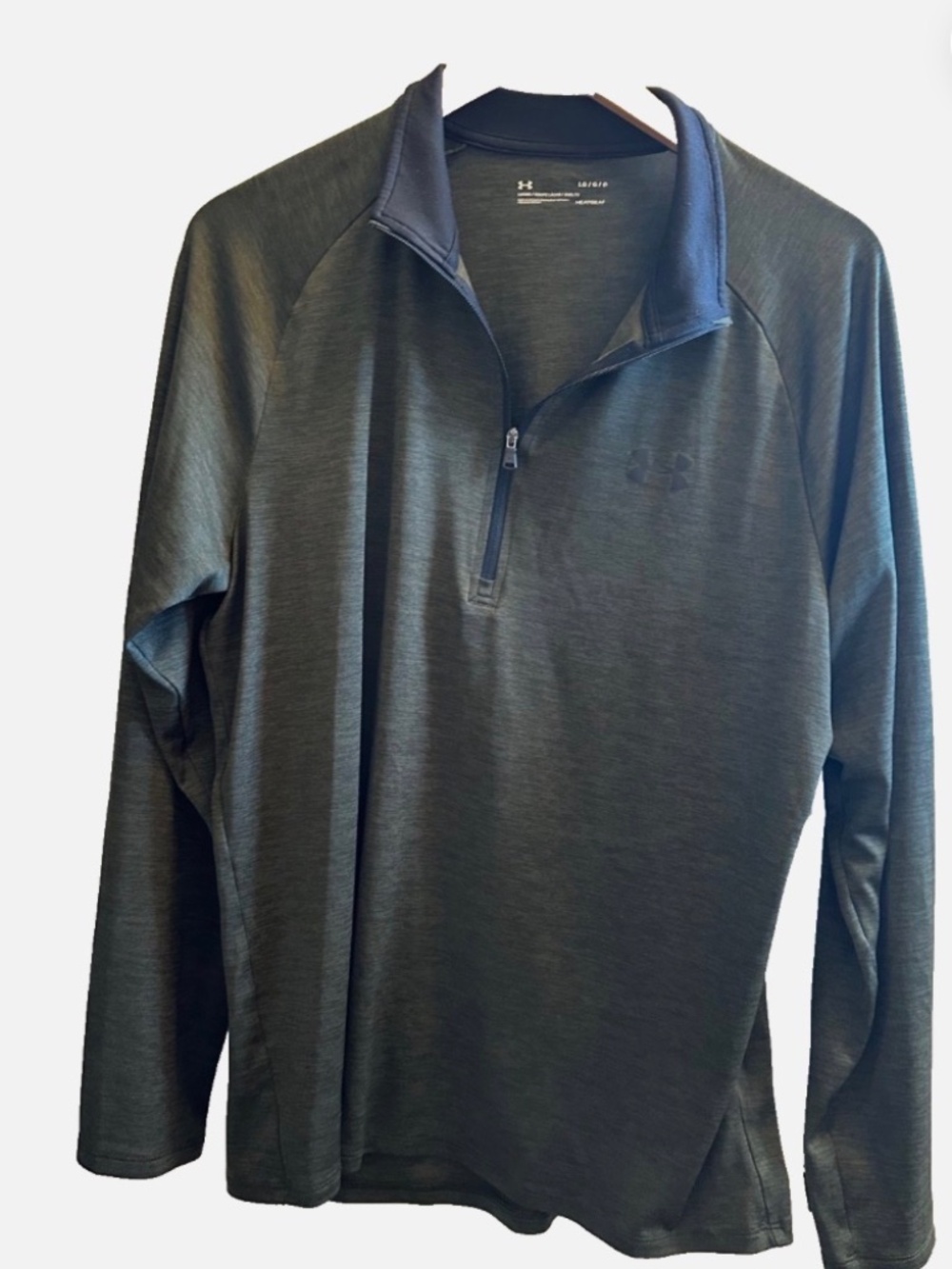 Under Armour HeatGear Large Men’s Green 1/4 Zip Mock Neck Pullover Longsleeve